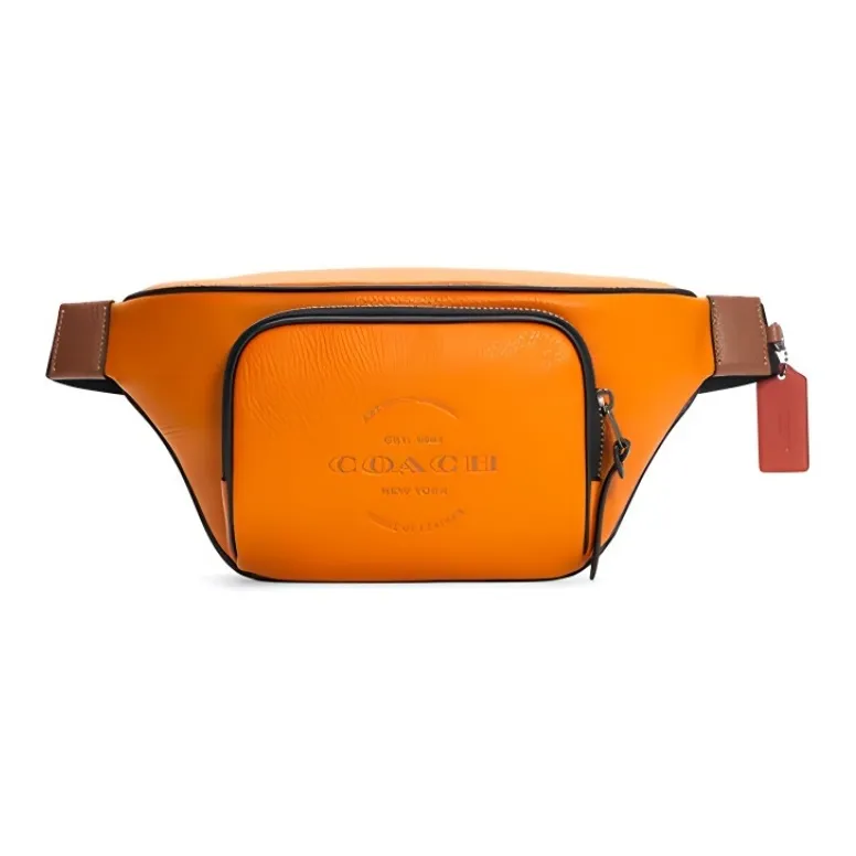 COACH Thompson Cow Leather Sling Bag, Fanny Pack Medium Size Unisex Candy Color Orange-0