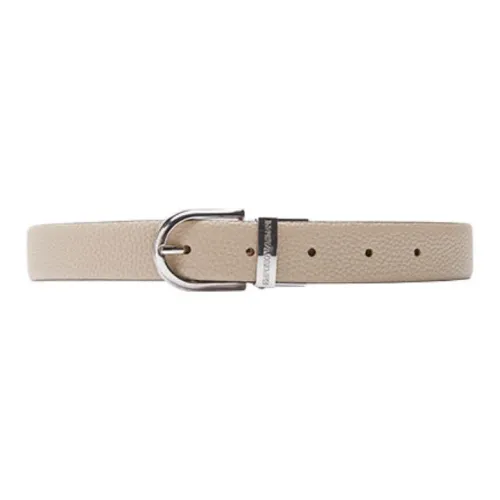 EMPORIO ARMANI Letter Design Pin Buckle Leather Belts Women's Beige Width  2.5CM