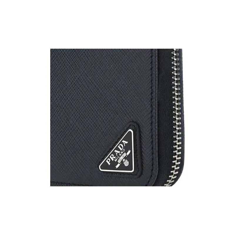 PRADA Leather Wallet Men's Blue-3