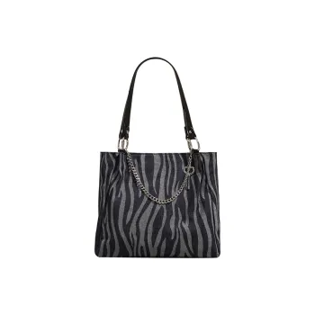 PESASRIE PU Tote Bag Shopping Bag Handbag Shoulder Bag Large Size Women's Blue