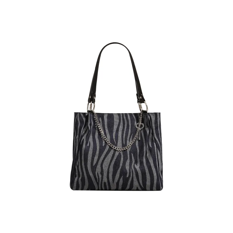 PESASRIE PU Tote Bag Shopping Bag Handbag Shoulder Bag Large Size Women's Blue-0