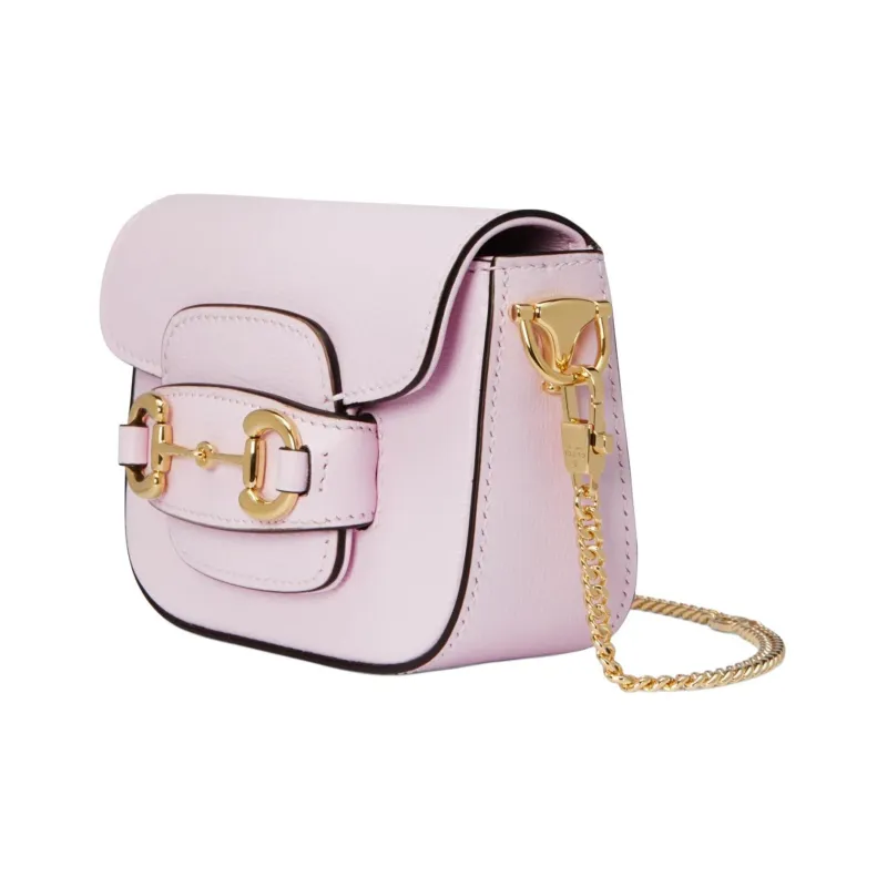 GUCCI Horsebit 1955 Leather Shoulder Bag Crossbody Bag Extra Mini Women's Light Pink-1