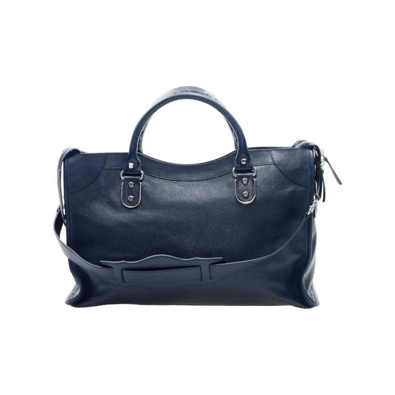 Balenciaga Lambskin Shoulder Bag, Crossbody Bag, Handbag Women's Dark Blue-2