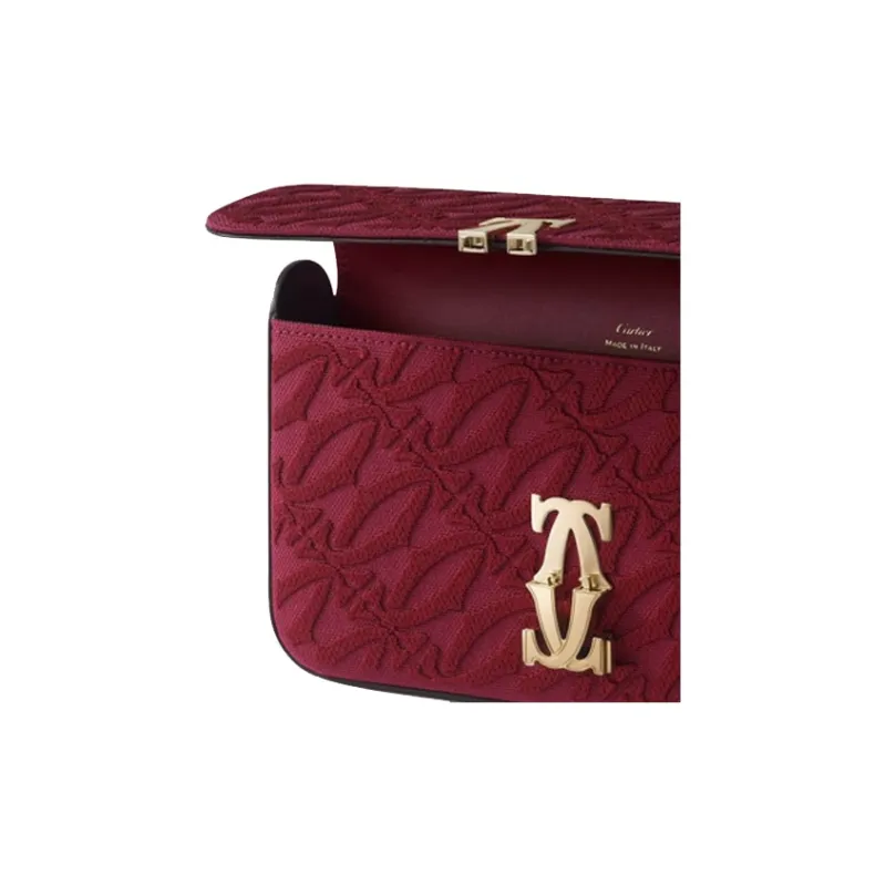 CARTIER C De Cartier Collection Calfskin Shoulder Bag Crossbody Bag Mini Women's Cherry Red-2