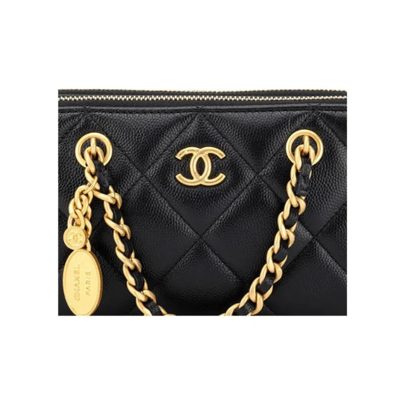 CHANEL Grain Cow Leather Cell Phone Pouch, Handbag, Shoulder Bag, Crossbody Bag Women's Black-4