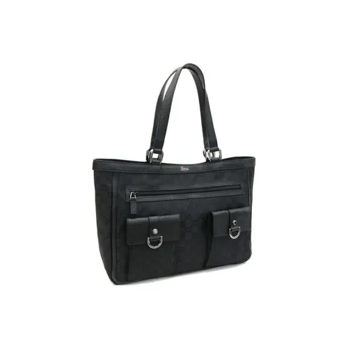 GUCCI Nylon Tote Bag Shopping Bag Shoulder Bag Handbag Unisex Black
