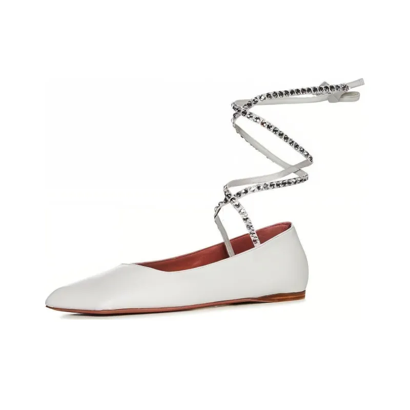 AMINA MUADDI Anne Lace-up Leather Ballerinas-3