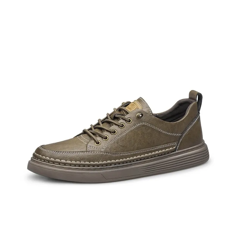 LAORENTOU Men's Casual Shoes Men Low Top Ecru/Khaki-6