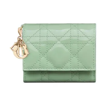 DIOR Lady Dior Calfskin Wallet Women's Green