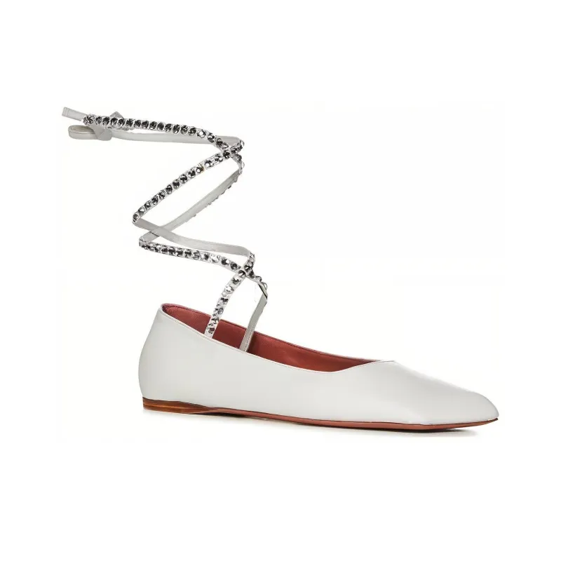 AMINA MUADDI Anne Lace-up Leather Ballerinas-2