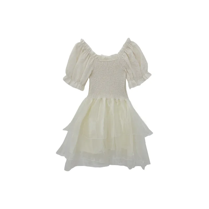 Icicofficial Short Sleeved Dress Women's Ecru-1