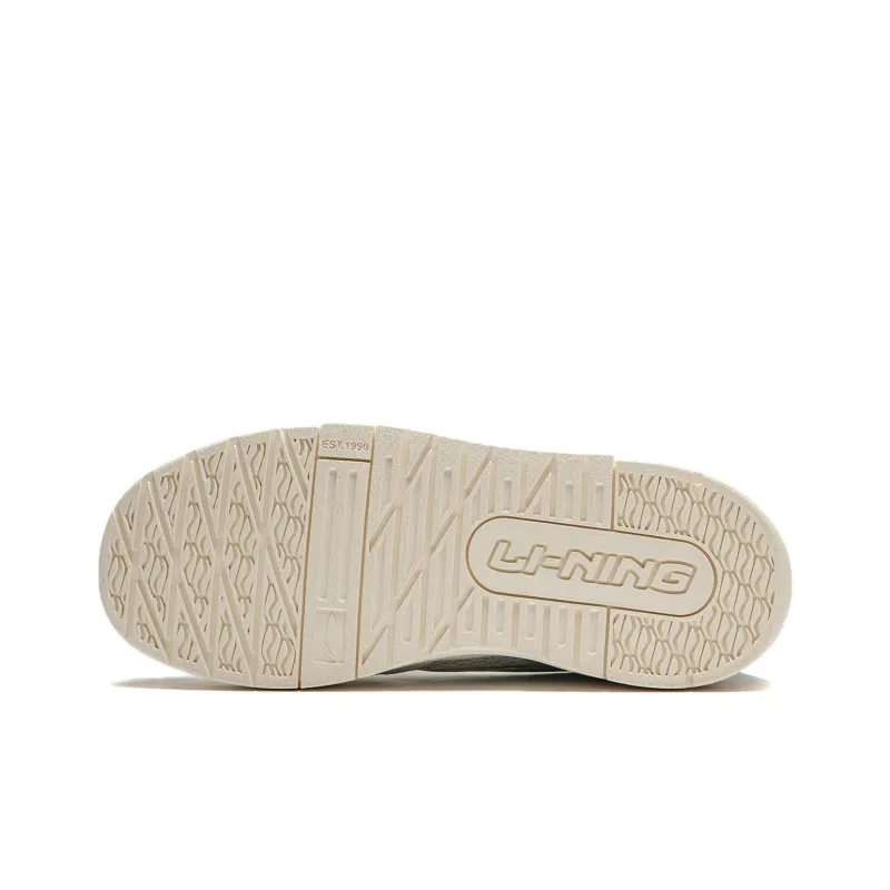 LINING 001 BTC Skateboard Shoes Women's Low Top Ivory/Light Moss Green-6