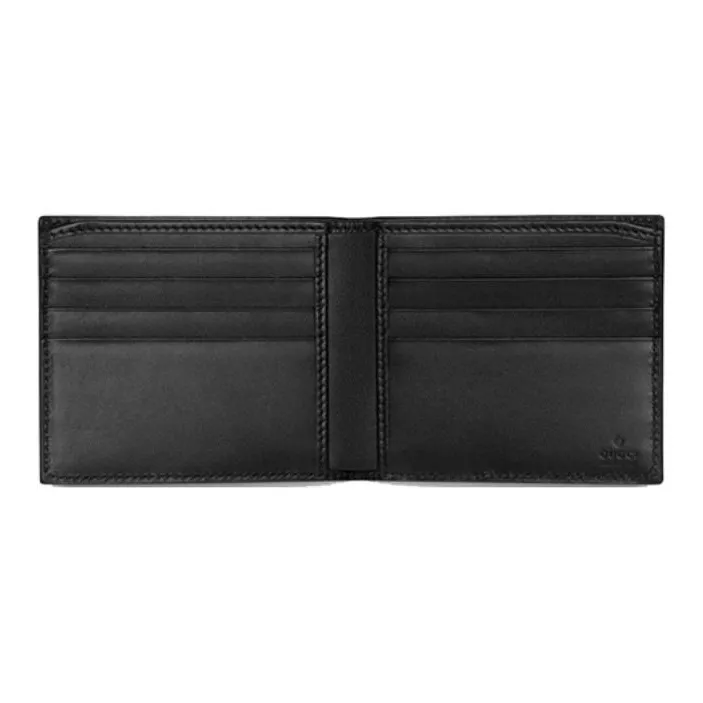 GUCCI Canvas With Leather Wallet Men's Ebony-4