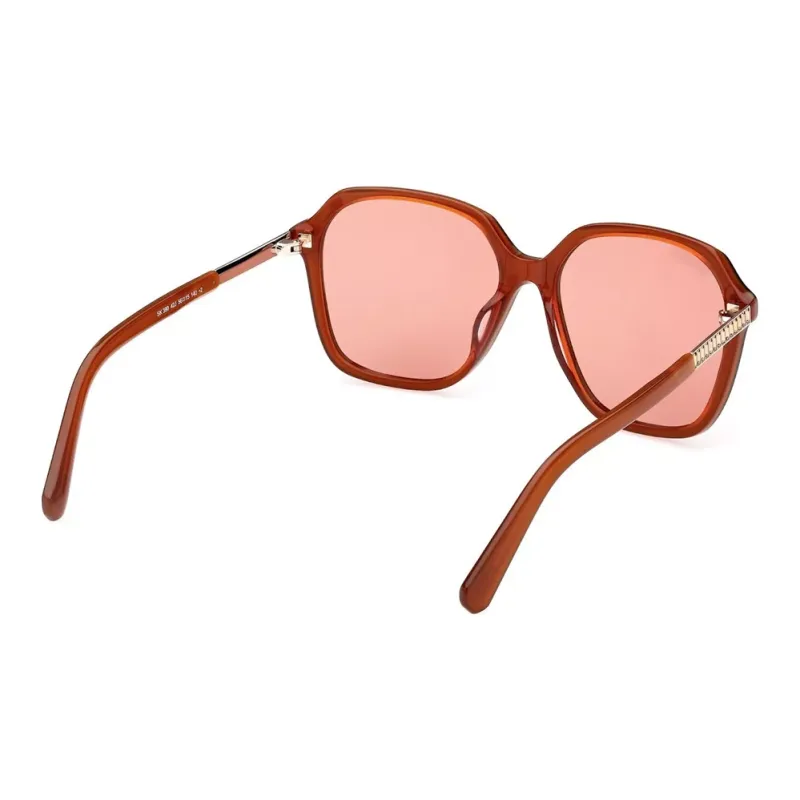 Swarovski Plastic Irregular Shape Sunglasses Women's Brown-3