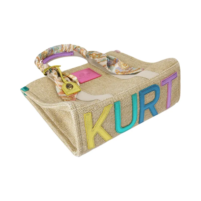 Kurt Geiger London Natural Woven Fabric Shoulder Bag Crossbody Bag Handbag Women's Beige-4
