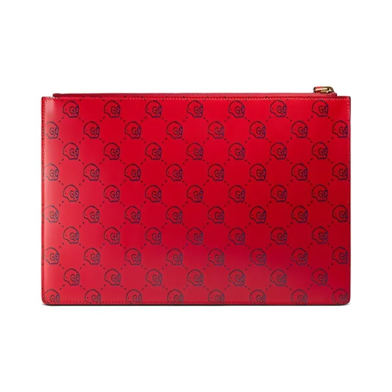 GUCCI Leather Clutch Regular Unisex Red-1