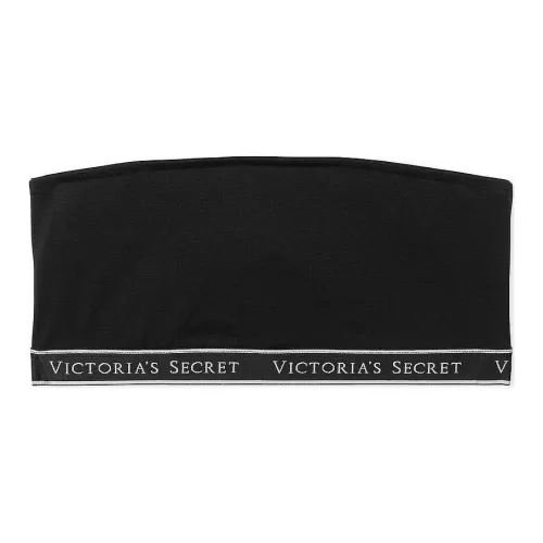 Victoria's Secret PINK Logo Cotton Wireless Bandeau Bralette/Black Bra Women's Black
