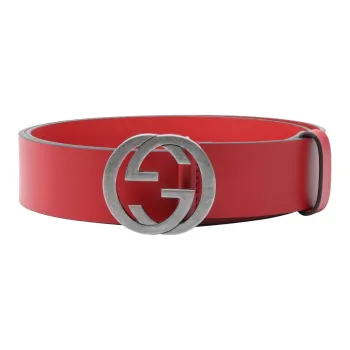 GUCCI Individual Trendy Smooth Buckle Black Oil Edge Leather Belts Men's Width  3.5cm
