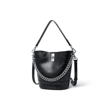 RED DRAGONFLY Cow Leather Handbag Shoulder Bag Bucket Bag Regular Women's Black