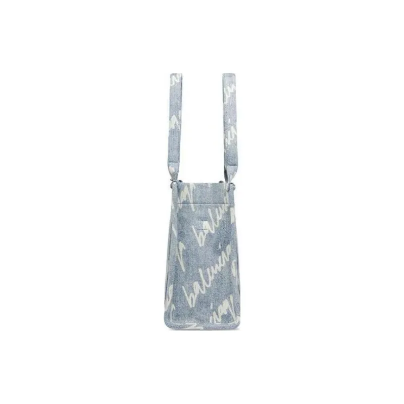 Balenciaga Denim Tote Bag, Shopping Bag, Shoulder Bag, Crossbody Bag, Handbag Women's Light Blue-2