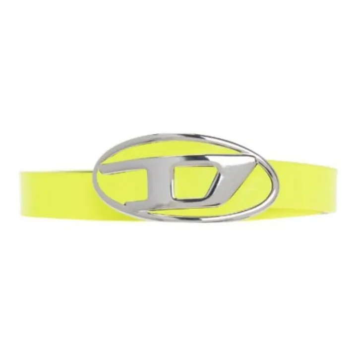 DIESEL Badge Decoration Smooth Buckle Metal Leather Belts Women's Yellow-0
