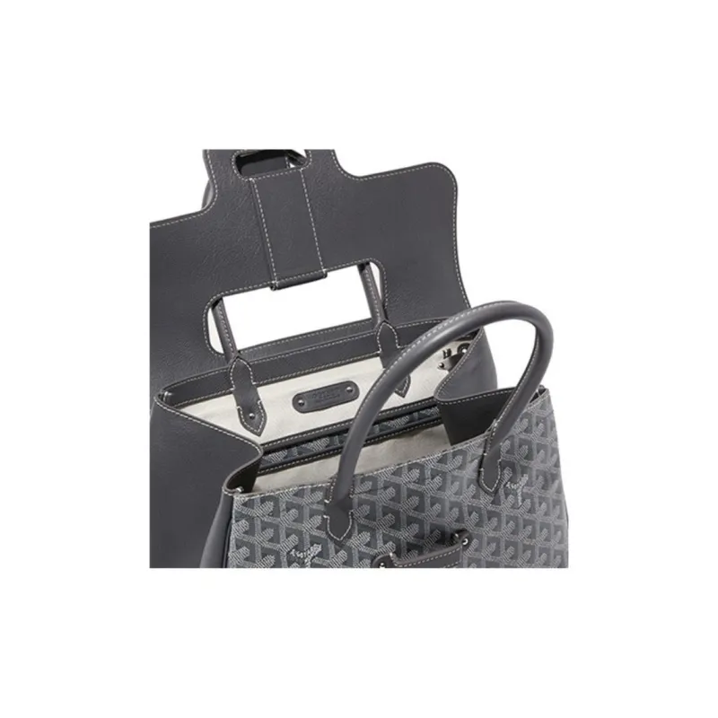 GOYARD Saigon Canvas With Leather Saigon Tote Handbag, Shoulder Bag Large Size Unisex Gray-6