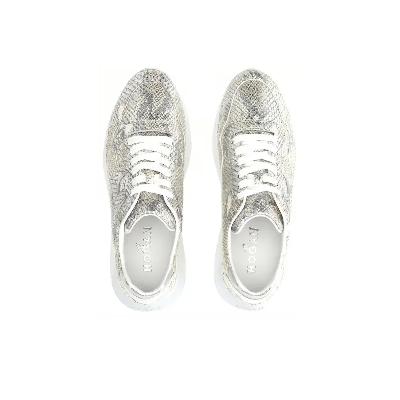 HOGAN Interactive³ Cushioning Anti-Slip And Wear-Resistant Low-Top Casual Shoes Women's Silver White-3