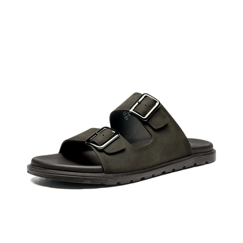 LEAVELAND Slide Slippers Men Dark Gray/Brown-6