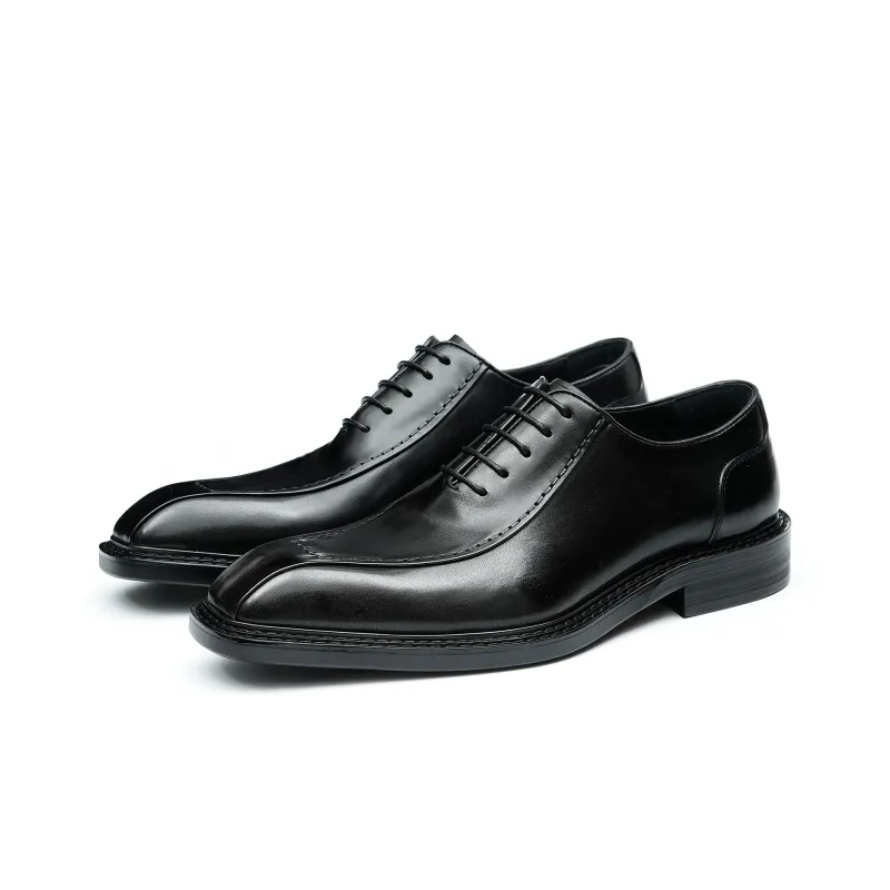 ASTON M.JAZZ Dress Shoes Men Low Top Black/Coffee-3