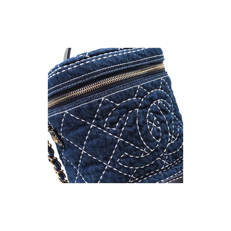 CHANEL Canvas Portable Canvas Shoulder Bag, Crossbody Bag Women's Denim Blue-4