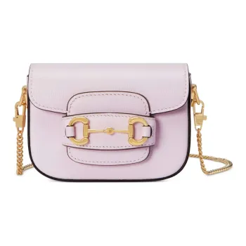 GUCCI Horsebit 1955 Leather Shoulder Bag Crossbody Bag Extra Mini Women's Light Pink