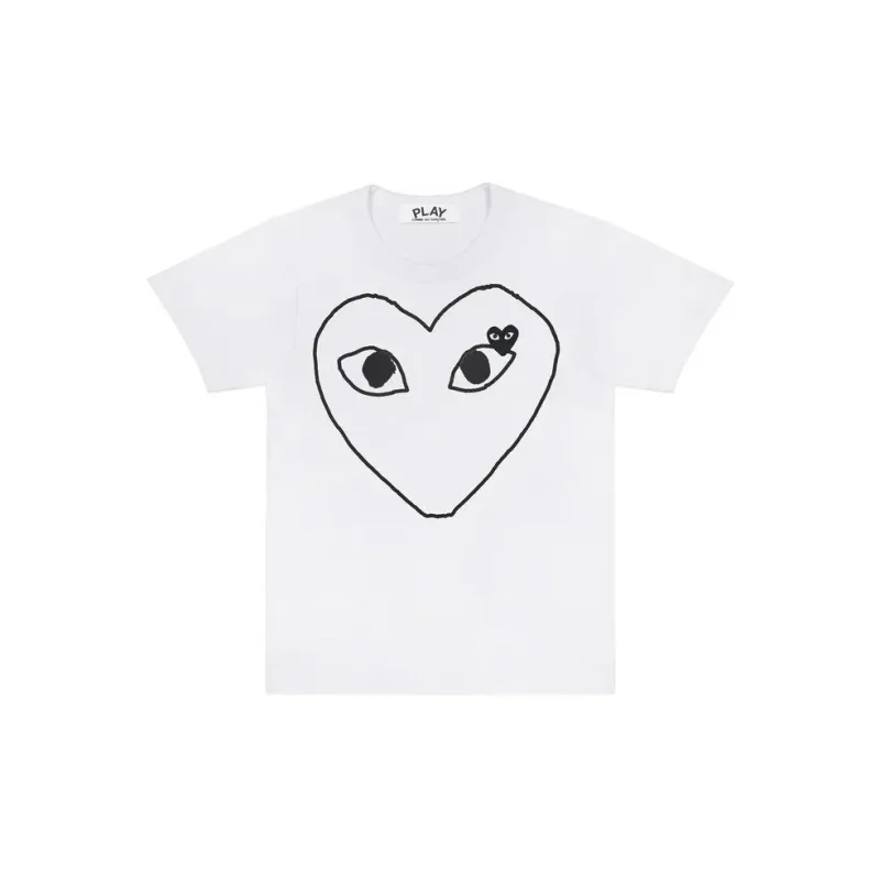 CDG Play T Shirts Unisex White-0