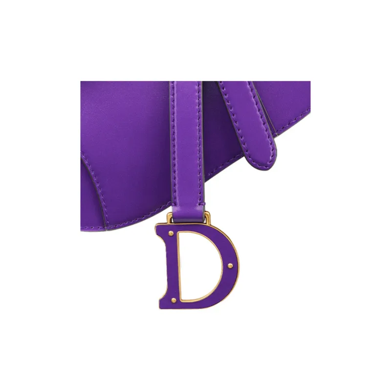 DIOR Smooth Calf Leather Saddle Bag Shoulder Bag Crossbody Bag Handbag Mini Women's Purple-5