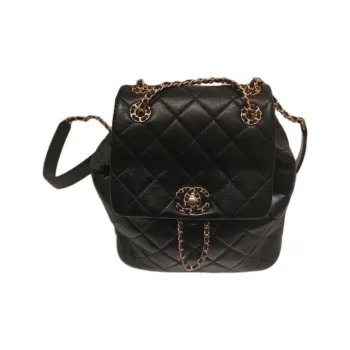 CHANEL Sheepskin Backpack Women's Black