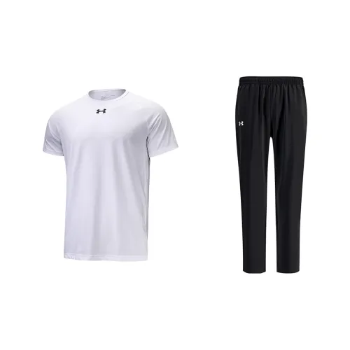 Under Armour Casual Sportswear Men Set White T-Shirts+Black Pants