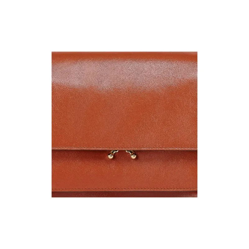 MARNI Trunk Calfskin Trunk Bag Clutch Shoulder Bag Women's Orange-3