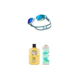 Set: Lemon Blue Shark Swim Goggles+Sports Capybara Cloth Cap