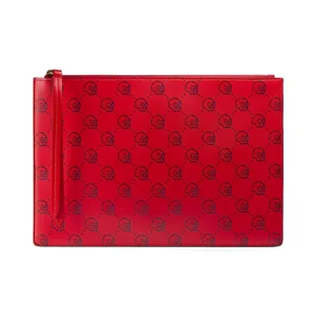 GUCCI Leather Clutch Regular Unisex Red