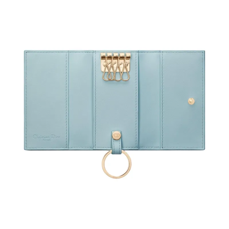 DIOR Lady Dior Lambskin Key Pouch Women's Sky Blue-3