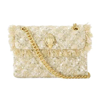 Kurt Geiger London Tweed Fabric Shoulder Bag Crossbody Bag Mini Women's Champagne