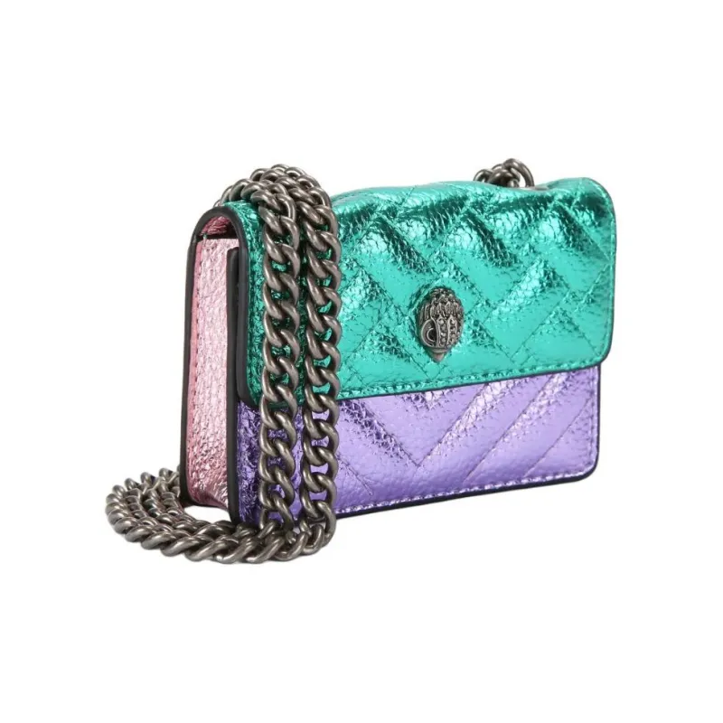 Kurt Geiger London Quilted Artificial Leather Crossbody Bag Shoulder Bag Mini Women's Green & Purple-1