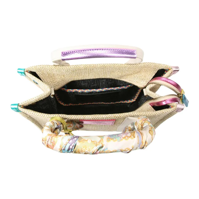 Kurt Geiger London Natural Woven Fabric Shoulder Bag Crossbody Bag Handbag Women's Beige-5
