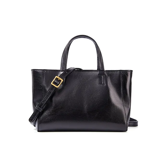 KAISER Cow Leather Handbag Medium Size Women's Sunset Yellow/Black/Brown-8