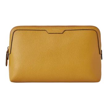 Mulberry Grained Leather Makeup Bag Medium Size Women's Deep Amber