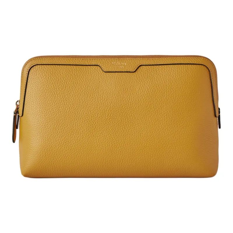 Mulberry Grained Leather Makeup Bag Medium Size Women's Deep Amber-0