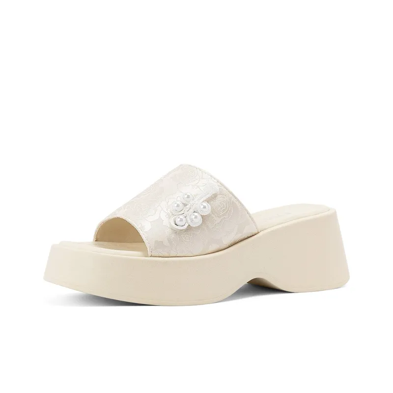 OMS Slide Slippers Women's Black/Beige-3