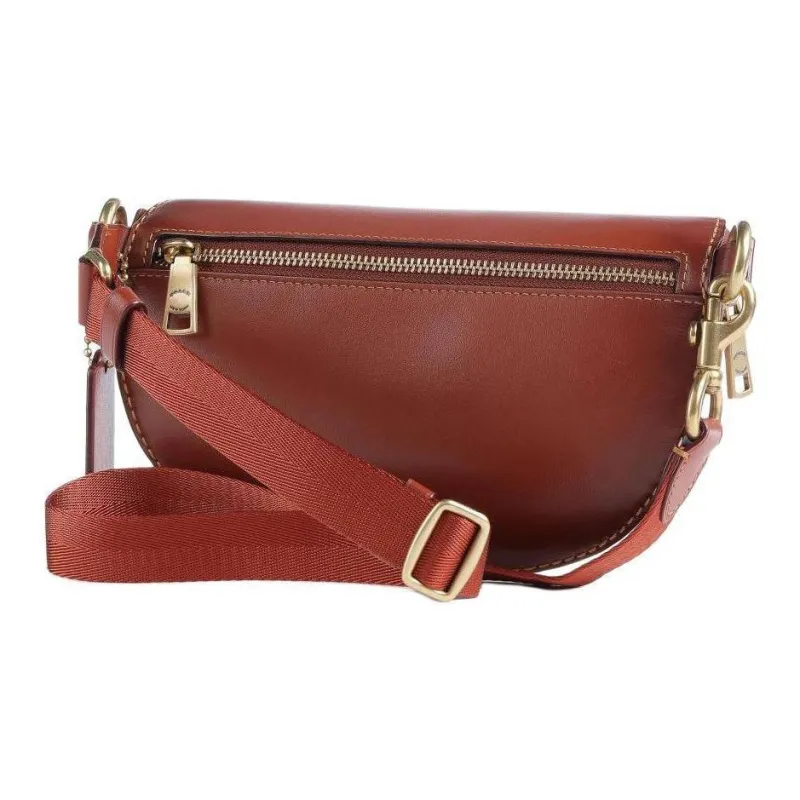 COACH Coated Canvas With Calfskin One Shoulder Crossbody Fanny Pack Trumpets Women's Tan-3