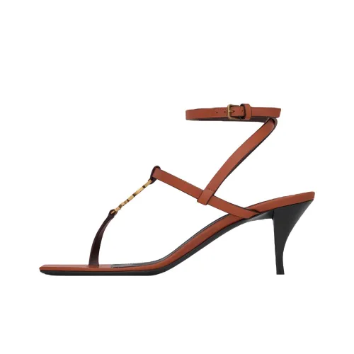 SAINT LAURENT CASSANDRA One Strap Sandals 6cm Women's Brown