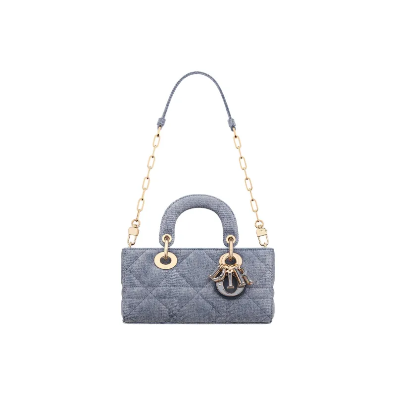 DIOR Lady D JOY Denim Fabric Shoulder Bag, Crossbody Bag, Handbag Trumpets Women's Light Blue-1