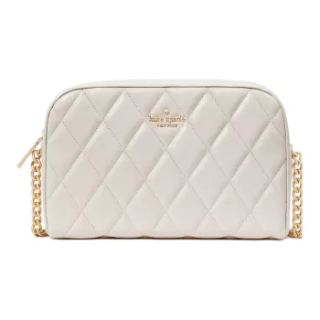 Kate Spade Quilted Leather Camera Bag, Shoulder Bag, Crossbody Bag Mini Women's Parchment